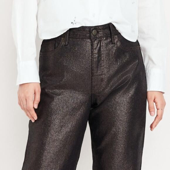 Old Navy black shine High-Waisted Shine OG Loose Jeans - Picture 5 of 13